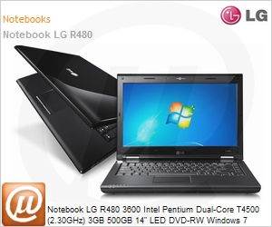 R480-L.BA34P1 - Notebook LG R480 3600 Intel Pentium Dual-Core T4500 (2.30GHz) 3GB 500GB 14" LED DVD-RW Windows 7 Home Basic Wi-Fi N Bluetooth WebCam HDMI Preto