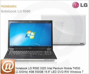 R580-E.BE37P1 - Notebook LG R580 3320 Intel Pentium Mobile T4500 (2.30GHz) 4GB 500GB 15.6" LED DVD-RW Windows 7 Home Premium Wi-Fi N Bluetooth WebCam HDMI