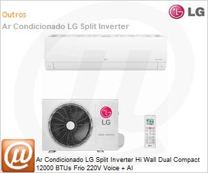 S3NQ12JAQAL - Ar Condicionado LG Split Inverter Hi Wall Dual Compact 12000 BTUs Frio 220V Voice + AI 