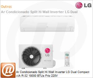 S3NQ18KLQAL - Ar Condicionado Split Hi Wall Inverter LG Dual Compact +IA R-32 18000 BTUs Frio 220V 