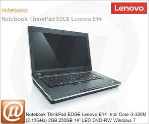 0578-2GP - Notebook ThinkPad EDGE Lenovo E14 Intel Core i3-330M (2.13GHz) 2GB 250GB 14" LED DVD-RW Windows 7 Professional Wi-Fi N Bluetooth WebCam