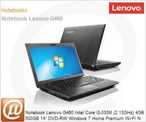 0677-24P - Notebook Lenovo G460 Intel Core i3-330M (2.13GHz) 4GB 500GB 14" DVD-RW Windows 7 Home Premium Wi-Fi N Bluetooth WebCam