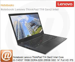 20W100E4BO - Notebook Lenovo ThinkPad T14 Gen2 Intel Core i5-1145G7 11 Gerao (4,4GHz 8MB 4 Ncleos) 16GB DDR4-3200 256GB SSD 14" Full HD IPS Windows 11 Pro VPro 1 Ano OnSite