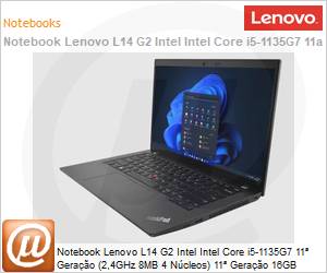 20X2006MBO - Notebook Lenovo L14 G2 Intel Intel Core i5-1135G7 11 Gerao (2,4GHz 8MB 4 Ncleos) 11 Gerao 16GB 256GB SSD Windows 11 Home 