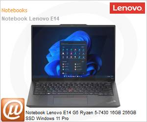 21JS001PBO - Notebook Lenovo E14 G5 Ryzen 5-7430 16GB 256GB SSD Windows 11 Pro