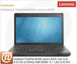 3254TMP - Notebook ThinkPad EDGE Lenovo E430 Intel Core i5-3210M (2.50GHz) 4GB 500GB 14.1" LED DVD-RW Windows 7 Professional 64 Wi-Fi WebCam HDMI USB 3.0 (Substitui E420, E420s, E220, E220s)