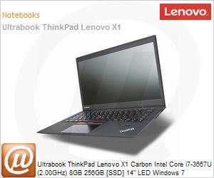 3460AWP - Ultrabook ThinkPad Lenovo X1 Carbon Intel Core i7-3667U (2.00GHz) 8GB 256GB [SSD] 14" LED Windows 7 Professional 64 Wi-Fi N Bluetooth 4.0 USB 3.0 Fingerprint