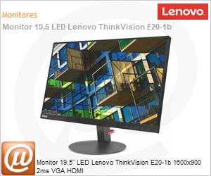 63A0KAR1BR - Monitor 19,5" LED Lenovo ThinkVision E20-1b 1600x900 2ms VGA HDMI