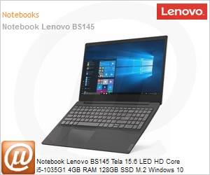 82HB0006BR - Notebook Lenovo BS145 Intel Core i5-1005G1 10 Gerao 4GB RAM 128GB SSD M.2 Tela 15,6 LED HD Windows 10 Pro 1 Ano Balco