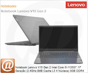 82ME000EBR - Notebook Lenovo V15 Gen2 Intel Core i5-1135G7 11 Gerao (2,4GHz 8MB 4 Ncleos) 8GB DDR4 256GB SSD 15,6" Full HD Windows 11 Pro Wi-Fi Bluetooth