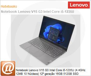 82UM0009BR - Notebook Lenovo V15 G3 Intel Core i5-1235U (4.4GHz 12MB 10 Ncleos) 12 gerao 16GB 512GB SSD Windows 11 Pro 