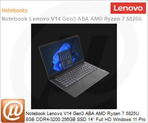 82UN000DBR - Notebook Lenovo V14 Gen3 ABA AMD Ryzen 7 5825U 8GB DDR4-3200 256GB SSD 14" Full HD Windows 11 Pro 1 Ano Premier Suport 