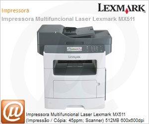 Lexmark - 35S5703 - Impressora Multifuncional Laser Lexmark MX511 ...