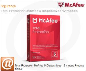 MACF0009-BOX - Total Protection McAfee 5 Dispositivos 12 meses Produto fsico