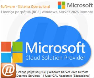 DG7GMGF0PWHBUA - Licena perptua [NCE] Windows Server 2025 Remote Desktop Services - 1 User CAL Academic (Educacional) 