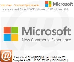 CFQ7TTC0HHS9000TP1YM - Licena anual Cloud [CSP NCE] Microsoft Windows 365 Enterprise 4 vCPU, 16 GB, 256 GB (NCE COM MTH) Anual - 12 meses 