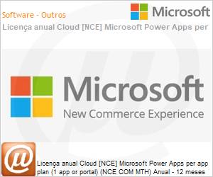 CFQ7TTC0J4GS0002P1YM - Licena anual Cloud [CSP NCE] Microsoft Power Apps per app plan (1 app or portal) (NCE COM MTH) Anual - 12 meses 
