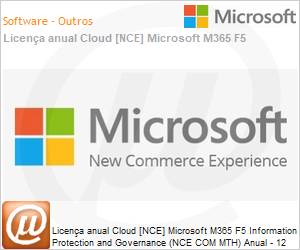 CFQ7TTC0QB3R0001P1YM - Licena anual Cloud [CSP NCE] Microsoft M365 F5 Information Protection and Governance (NCE COM MTH) Anual - 12 meses 
