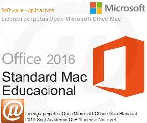 3YF-00517 - Licena perptua Open Microsoft Office Mac Standard 2016 Sngl Academic OLP 1License NoLevel [EDUCACIONAL] 