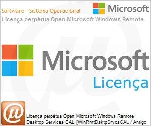 6VC-01152 - Licena perptua Open Microsoft Windows Remote Desktop Services CAL [WinRmtDsktpSrvcsCAL / Antigo Terminal Server] SGNL [LicSAPk] [Licena + SA] OLP NL CAL User