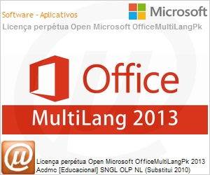 79H-00455 - Licena perptua Open Microsoft OfficeMultiLangPk 2013 Acdmc (Academic) [Educacional] SGNL OLP NL (Substitui 2010) 