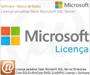 7JQ-00325 - Licena perptua Open Microsoft SQL Server Enterprise Core SQLSvrEntCore SGNL [LicSAPk] Licena + Software Assurance OLP 2 Lic NL Acdmc [Educacional] CoreLic [Qualified]