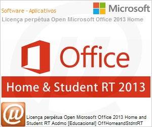 D9U-00014 - Licena perptua Open Microsoft Office 2013 Home and Student RT Acdmc (Academic) [Educacional] OffHomeandStdntRT SGNL OLP NL (Somente para Tablets Windows 8 RT)