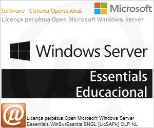 G3S-00385 - Licena perptua Open Microsoft Windows Server Essentials WinSvrEssntls SGNL [LicSAPk] OLP NL Acdmc (Academic) [Educacional] 