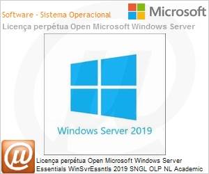 G3S-01249 - Licena perptua Open Microsoft Windows Server Essentials WinSvrEssntls 2019 SGNL OLP NL Academic [Educacional] 
