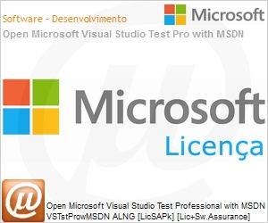 L5D-00136 - Open Microsoft Visual Studio Test Professional with MSDN VSTstProwMSDN ALNG [LicSAPk] [Lic+Sw.Assurance] OLP NL Acdmc [Educacional] [Qualified][Vlido para compra individual]