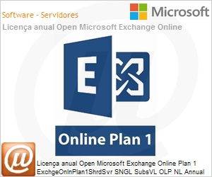 Q6Y-00003 - Licena anual Open Microsoft Exchange Server Online Plano 1 ExchgeOnlnPlan1Open ShrdSvr SNGL SubsVL OLP NL Annual QLFD [Qualified] 
