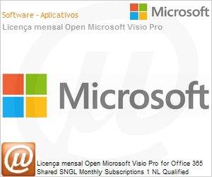 Microsoft - R9Z-00003 - Licença mensal Open Microsoft Visio Pro for Office  365 Shared SGNL Monthly Subscriptions 1 NL [Qualified] [QLFD] Annual -  MicroSafe