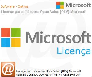 543-06630 - Licena por assinatura Open Value [OLV] Microsoft Outlook SLng SA OLV NL 1Y Aq Y1 Academic AP Additional Product Non-Specific 1 Year(s) Acquired year 1