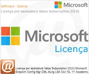 J5A-01182 - Licena por assinatura Value Subscription [OLV] Microsoft Endpoint Config Mgr CML ALng LSA OLV NL 1Y Academic Stu Per OSE Additional Product Non-Specific 1 Year(s) Non-Specific