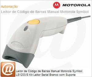 LS1203-1AZR0100DR - Leitor de Cdigo de Barras Manual Motorola Symbol LS1203/S Kit Leitor Serial Branco com Suporte