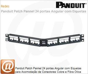 CPPLA24WBLY - Panduit Patch Pannel 24 portas Angular com Eiquetas para Acomodao de Conectores Cobre e Fibra tica