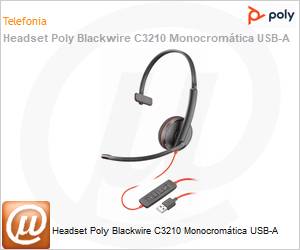 80S01A6 - Headset Poly Blackwire C3210 Monocromtica USB-A