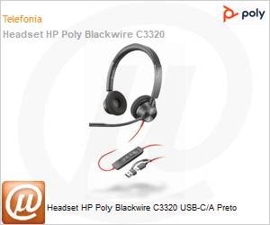 8X219AA - Headset HP Poly Blackwire C3320 USB-C/A Preto