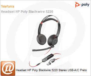 8X231AA - Headset HP Poly Blackwire 5220 Stereo USB-A/C Preto