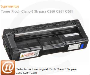 408337 - Cartucho de toner original Ricoh Ciano 6 3k para C250-C251-C301 