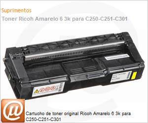 408339 - Cartucho de toner original Ricoh Amarelo 6 3k para C250-C251-C301 