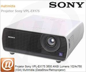 VPL-EX175 - Projetor Sony VPL-EX175 3600 ANSI Lumens 1024x768 (XGA) Multimidia (DataShow/Retroprojetor)