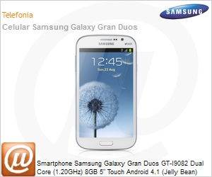 GT-I9082EWPZTO - Smartphone Samsung Galaxy Gran Duos GT-I9082 Dual Core (1.20GHz) 8GB 5" Touch Android 4.1 (Jelly Bean) Wi-Fi N 3G Bluetooth GPS 8MP Dual Chip Desbloqueado Branco