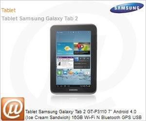 GT-P3110ZWPZTO - Tablet Samsung Galaxy Tab 2 GT-P3110 7" Android 4.0 (Ice Cream Sandwich) 16GB Wi-Fi N Bluetooth GPS USB Cmera Desbloqueado Branco