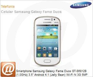 GT-S6812PWBZTO - Smartphone Samsung Galaxy Fame Duos GT-S6812B (1.0GHz) 3.5" Android 4.1 (Jelly Bean) Wi-Fi N 3G 5MP USB Dual Chip Branco Desbloqueado