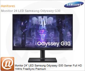LS24BG300ELMZD - Monitor 24" LED Samsung Odyssey G30 Gamer Full HD 144Hz FreeSync Premium 