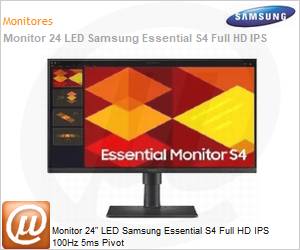 LS24D400GALMZD - Monitor 24" LED Samsung Essential S4 Full HD IPS 100Hz 5ms Pivot 