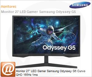 LS27CG552ELMZD - Monitor 27" LED Gamer Samsung Odyssey G5 Curvo QHD 165Hz 1ms 