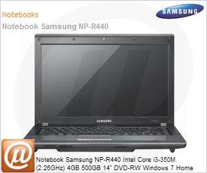 NP-R440-JD01BR - Notebook Samsung NP-R440 Intel Core i3-350M (2.26GHz) 4GB 500GB 14" DVD-RW Windows 7 Home Premium Wi-Fi N Bluetooth WebCam HDMI Prata