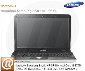NP-SF410-SD2BR - Notebook Samsung Shark NP-SF410 Intel Core i3-370M (2.40GHz) 4GB 500GB 14" LED DVD-RW Windows 7 Home Premium 64 Wi-Fi N Bluetooth 3.0 WebCam HDMI NVIDIA 310M Prata